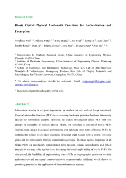 Bionic Optical Physical Unclonable Functions for Authentication and
  Encryption