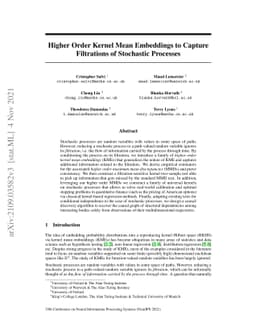Higher Order Kernel Mean Embeddings to Capture Filtrations of Stochastic
  Processes