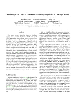 Matching in the Dark: A Dataset for Matching Image Pairs of Low-light
  Scenes