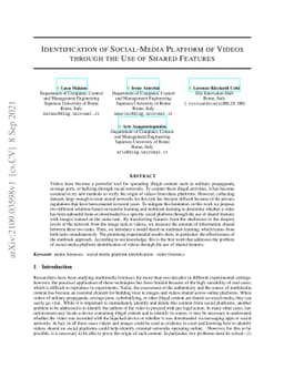 Identification of Social-Media Platform of Videos through the Use of
  Shared Features