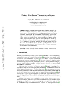 Feature Selection on Thermal-stress Dataset