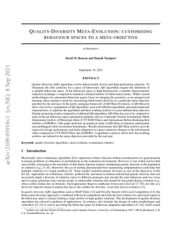 Quality-Diversity Meta-Evolution: customising behaviour spaces to a
  meta-objective