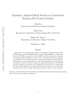 Popularity Adjusted Block Models are Generalized Random Dot Product
  Graphs