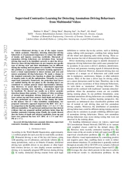 Supervised Contrastive Learning for Detecting Anomalous Driving
  Behaviours from Multimodal Videos