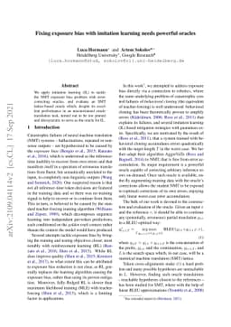 Fixing exposure bias with imitation learning needs powerful oracles