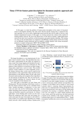 Tiny CNN for feature point description for document analysis: approach
  and dataset