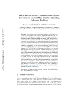 DAN: Decentralized Attention-based Neural Network for the MinMax
  Multiple Traveling Salesman Problem