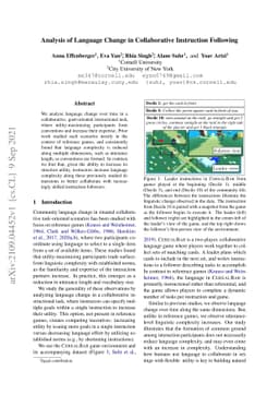 Analysis of Language Change in Collaborative Instruction Following