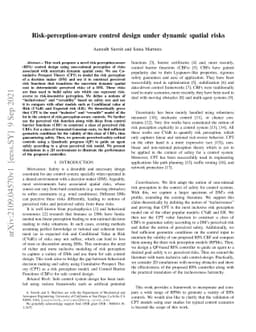 Risk-perception-aware control design under dynamic spatial risks