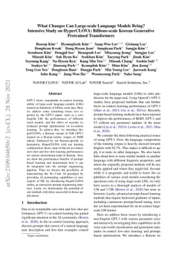 What Changes Can Large-scale Language Models Bring? Intensive Study on
  HyperCLOVA: Billions-scale Korean Generative Pretrained Transformers