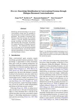 DIALKI: Knowledge Identification in Conversational Systems through
  Dialogue-Document Contextualization