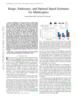Range, Endurance, and Optimal Speed Estimates for Multicopters