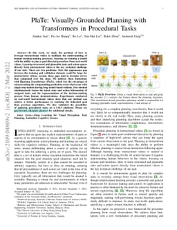 PlaTe: Visually-Grounded Planning with Transformers in Procedural Tasks