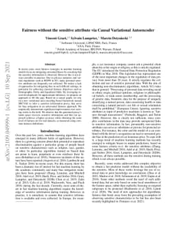 Fairness without the sensitive attribute via Causal Variational
  Autoencoder