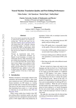 Neural Machine Translation Quality and Post-Editing Performance