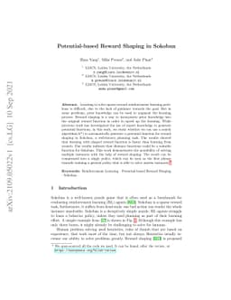 Potential-based Reward Shaping in Sokoban