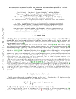 Physics-based machine learning for modeling stochastic IP3-dependent
  calcium dynamics