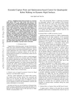 Extended Capture Point and Optimization-based Control for Quadrupedal
  Robot Walking on Dynamic Rigid Surfaces