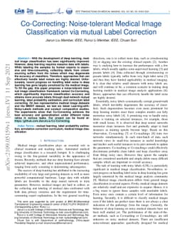Co-Correcting: Noise-tolerant Medical Image Classification via mutual
  Label Correction