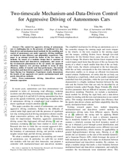 Two-timescale Mechanism-and-Data-Driven Control for Aggressive Driving
  of Autonomous Cars