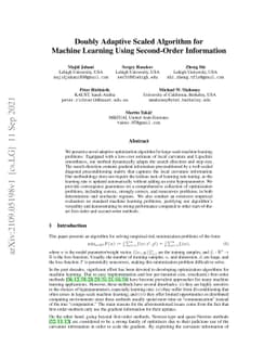 Doubly Adaptive Scaled Algorithm for Machine Learning Using Second-Order
  Information