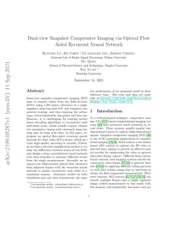 Dual-view Snapshot Compressive Imaging via Optical Flow Aided Recurrent
  Neural Network