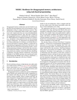 MODC: Resilience for disaggregated memory architectures using task-based
  programming