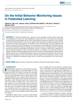 On the Initial Behavior Monitoring Issues in Federated Learning
