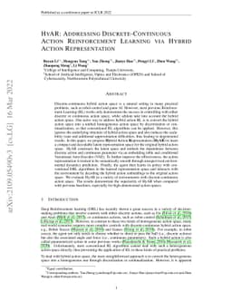 HyAR: Addressing Discrete-Continuous Action Reinforcement Learning via
  Hybrid Action Representation