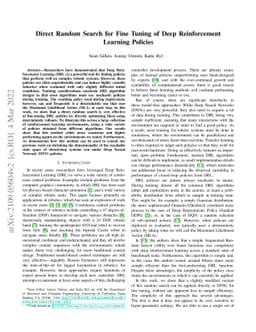 Direct Random Search for Fine Tuning of Deep Reinforcement Learning
  Policies