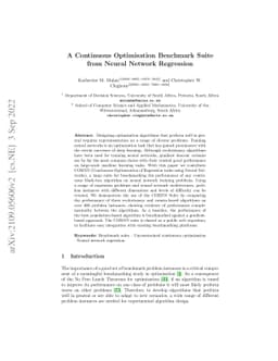 A Continuous Optimisation Benchmark Suite from Neural Network Regression