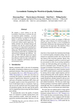 Levenshtein Training for Word-level Quality Estimation