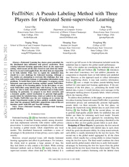 FedTriNet: A Pseudo Labeling Method with Three Players for Federated
  Semi-supervised Learning