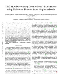 DisCERN:Discovering Counterfactual Explanations using Relevance Features
  from Neighbourhoods