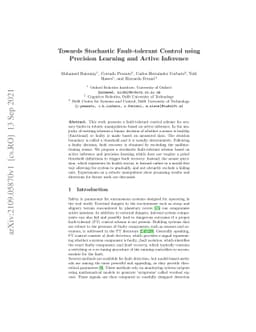 Towards Stochastic Fault-tolerant Control using Precision Learning and
  Active Inference