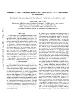Learning-Based UE Classification in Millimeter-Wave Cellular Systems
  With Mobility