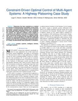 Constraint-Driven Optimal Control of Multi-Agent Systems: A Highway
  Platooning Case Study