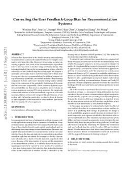 Correcting the User Feedback-Loop Bias for Recommendation Systems