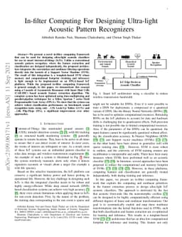 In-filter Computing For Designing Ultra-light Acoustic Pattern
  Recognizers