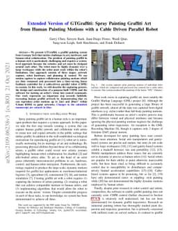 Extended Version of GTGraffiti: Spray Painting Graffiti Art from Human
  Painting Motions with a Cable Driven Parallel Robot
