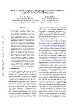 Multi-Sentence Resampling: A Simple Approach to Alleviate Dataset Length
  Bias and Beam-Search Degradation