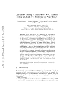 Automatic Tuning of Tensorflow's CPU Backend using Gradient-Free
  Optimization Algorithms