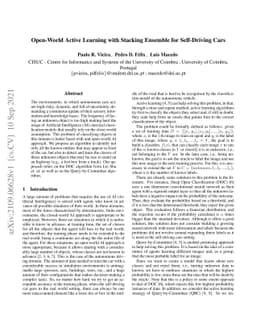 Open-World Active Learning with Stacking Ensemble for Self-Driving Cars