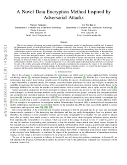 A Novel Data Encryption Method Inspired by Adversarial Attacks