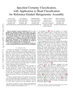 Specified Certainty Classification, with Application to Read
  Classification for Reference-Guided Metagenomic Assembly