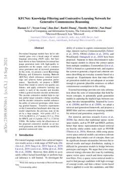 KFCNet: Knowledge Filtering and Contrastive Learning Network for
  Generative Commonsense Reasoning