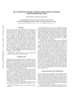 Self-Supervised Metric Learning With Graph Clustering For Speaker
  Diarization