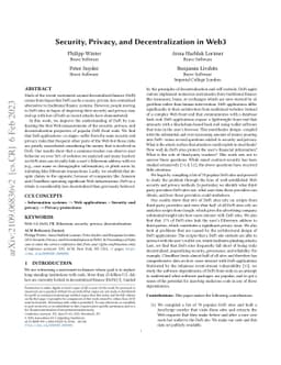 Security, Privacy, and Decentralization in Web3
