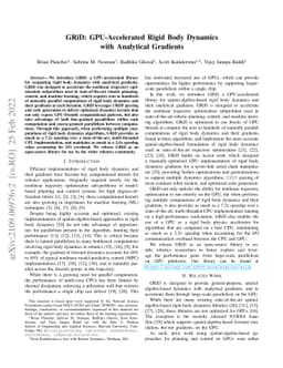 GRiD: GPU-Accelerated Rigid Body Dynamics with Analytical Gradients
