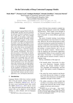 On the Universality of Deep Contextual Language Models